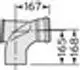 Revisions-T-Stück von Vaillant, 87 Grad Bogen, mit Anschlussmöglichkeiten, dargestellt in technischem Diagramm zur Veranschaulichung der Konstruktion.